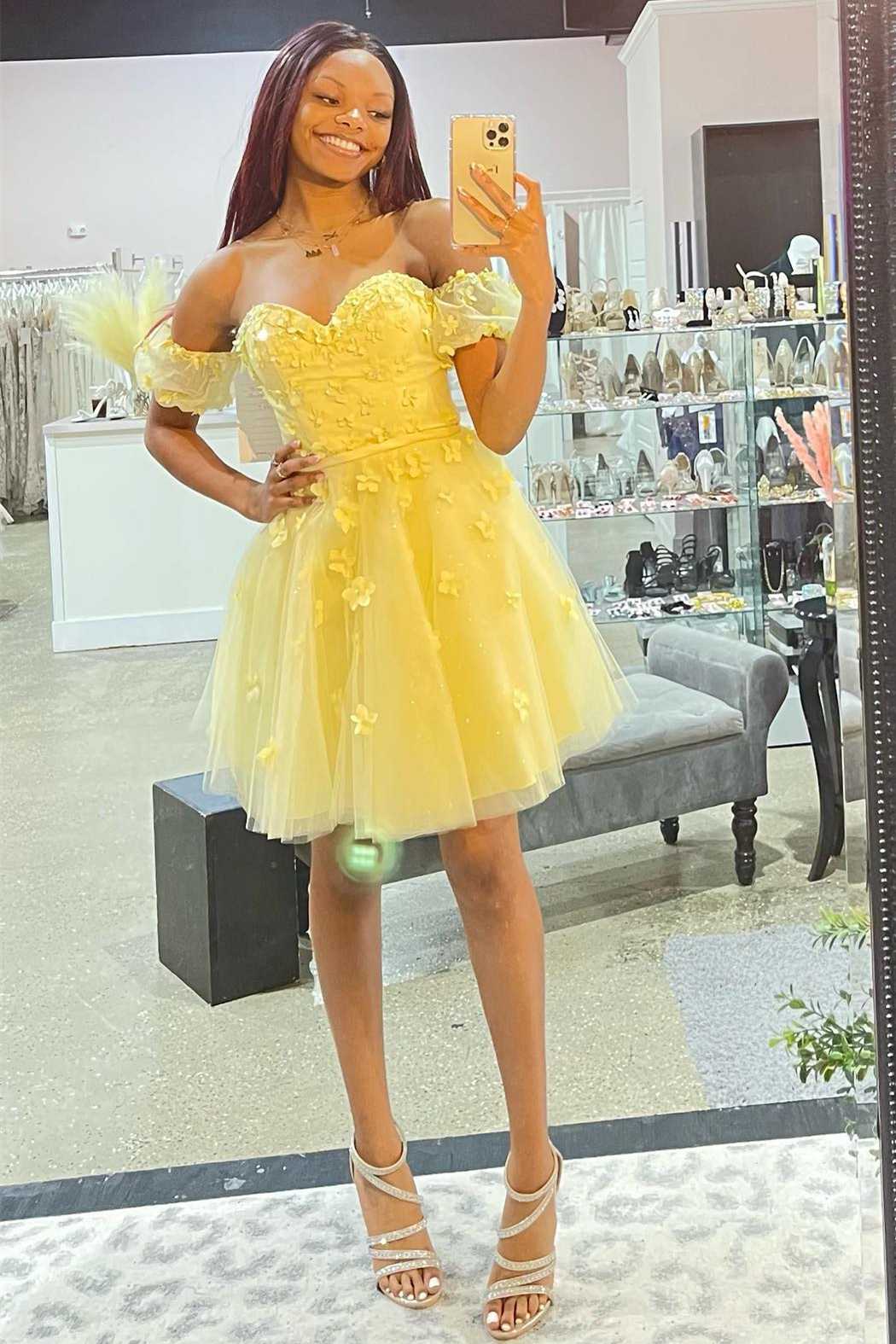 yellow homecoming dresses