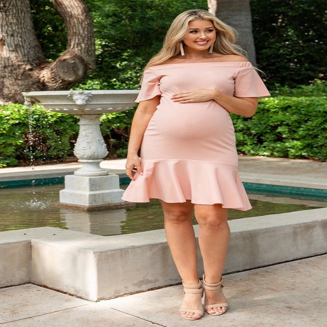 Pink blush maternity dress