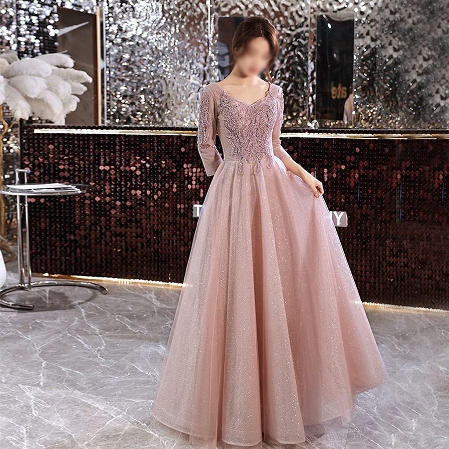 pink evening dress