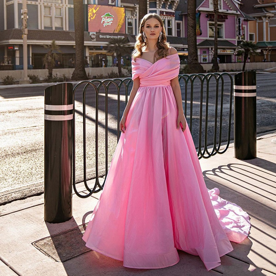 pink evening dress