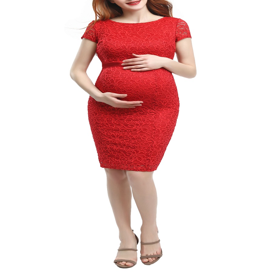 red maternity dress