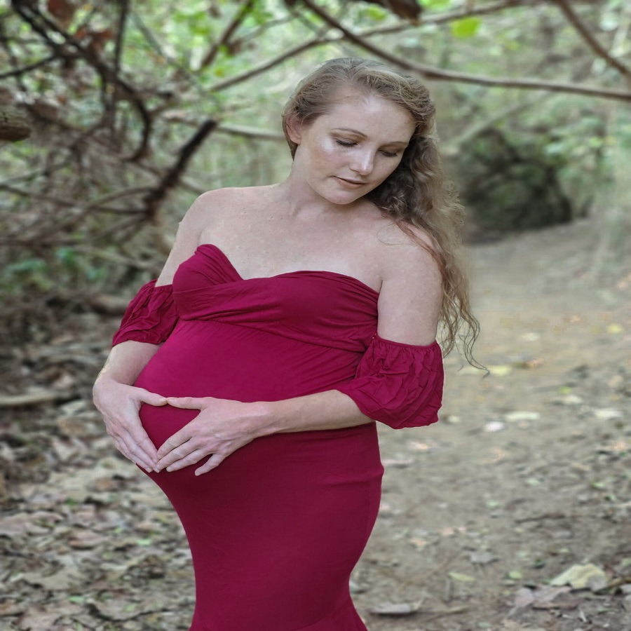 red maternity dress