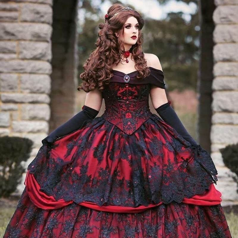 red wedding dress