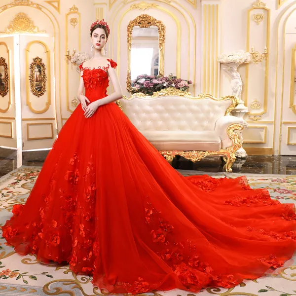 red wedding dress