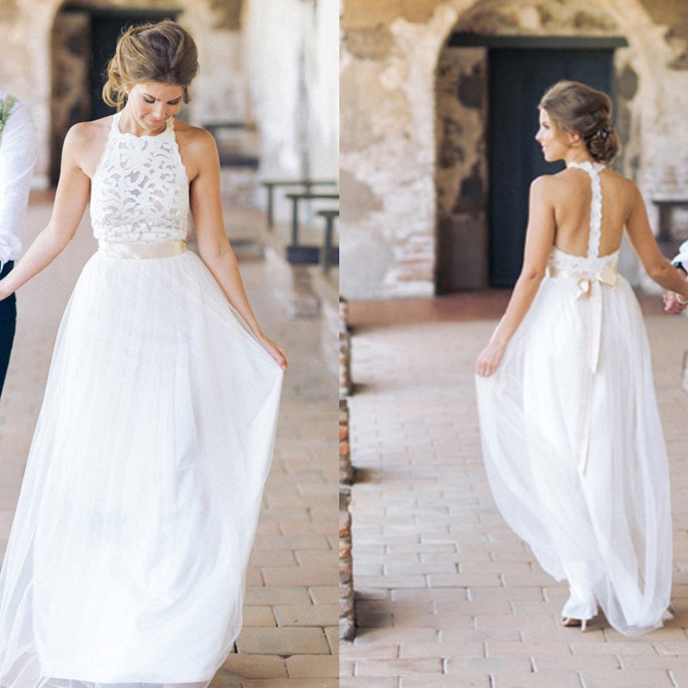 halter wedding dress